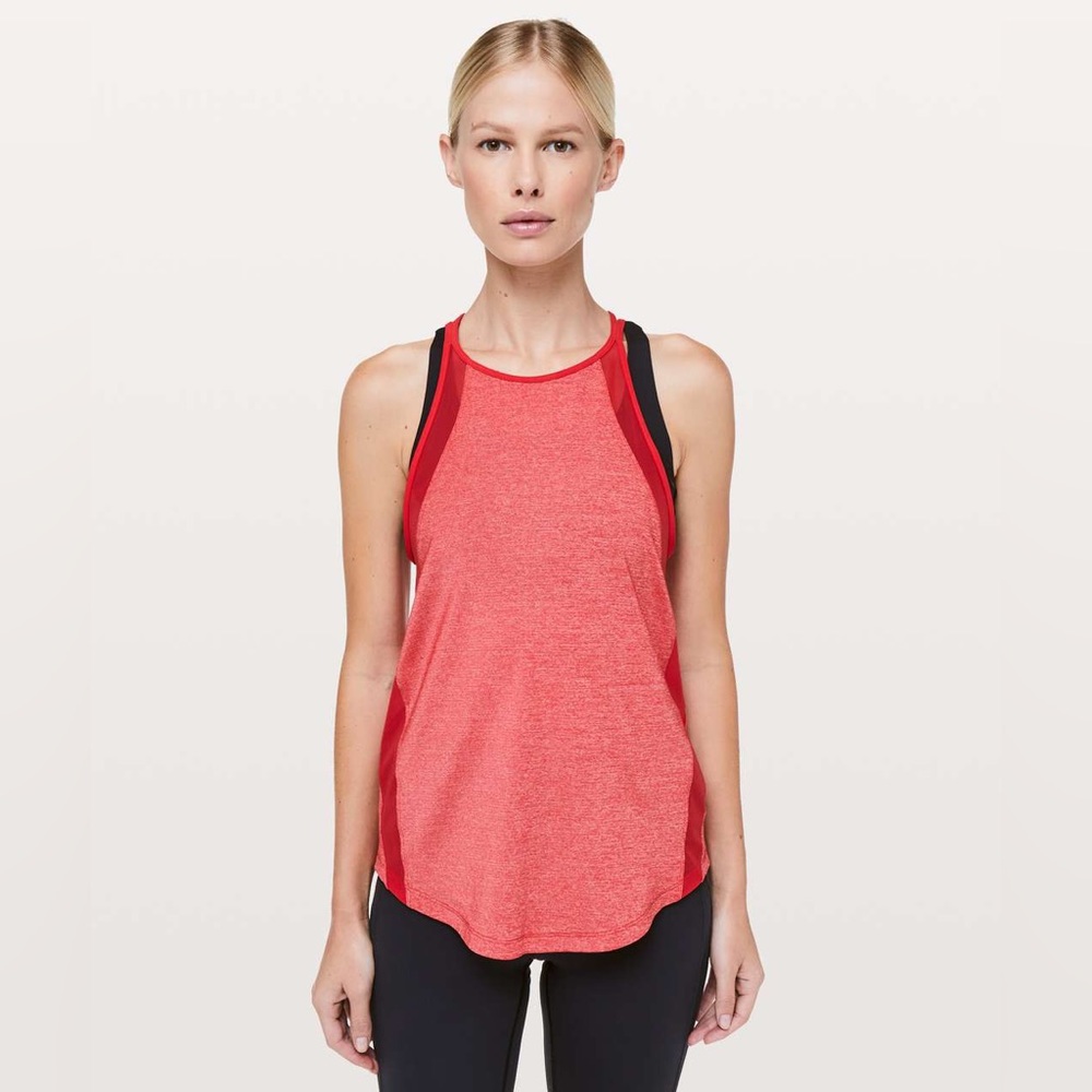 COPY - Lululemon Run Off-Route Tank Heathered True Red / True Red